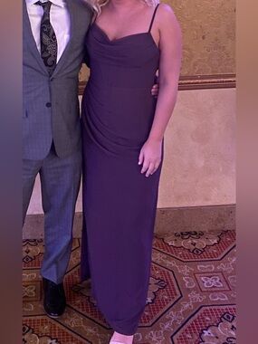 Azazie Kendall and Kylie dark purple maxi dress